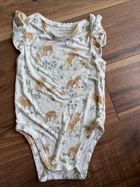 Angel Dear Bamboo Cream One-Piece with Tan Pony Print